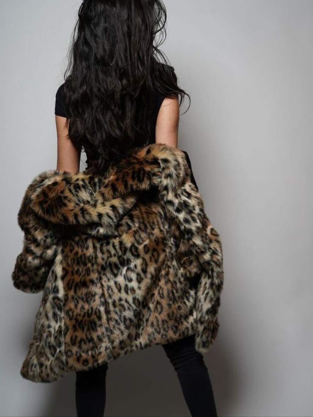 🔥Coffee Shop NY Faux Fur Coat Women's XS Plush Animal Print Indie SLEASE Grunge